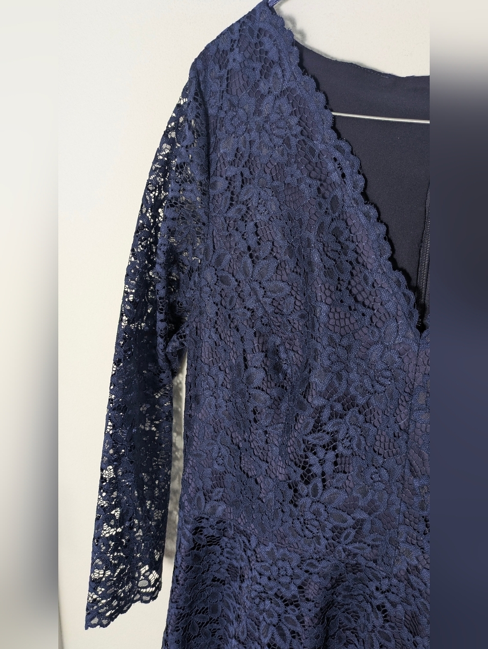 Harper Rose Navy Blue V-neck Lace Party Dress Half Sleeve Knee Length Sz 14 euc - Picture 5 of 11